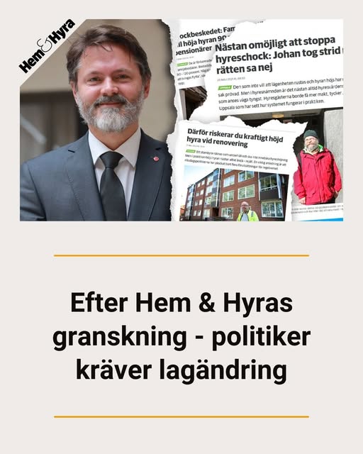 Hem &amp; Hyra avslöjade att hyresvärdar får rätt i 95 fall av 100 när renoveringar avgörs i landets hyresnämnder. Nu vill riksdagsledamoten att lagen ändras. hemhyra.se/nyheter/efter-… #bopol