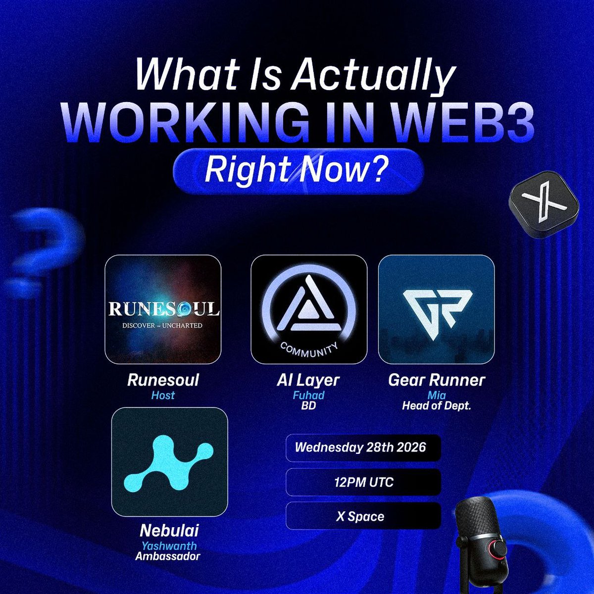 We’re going live by 12PM UTC for a roundtable on what’s actually working in Web3 right now.

Just builders sharing real observations, real opportunities, and what’s moving the needle today.

You don't want to miss this one!

Space link: x.com/i/spaces/1vAxR…