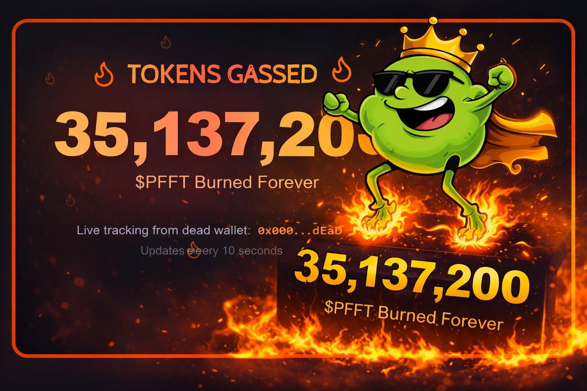 FartcoinCRO's tweet image. 🔥 35,000,000+ TOKENS BURNED 🔥

Sir Tootsalot out here dancing on molten supply 💃👑
Feet on fire. Tokens gone forever.

$PFFT is getting GASSED ♨️

🔥🔥🔥 #TokenBurn #Deflation #CryptoMemes