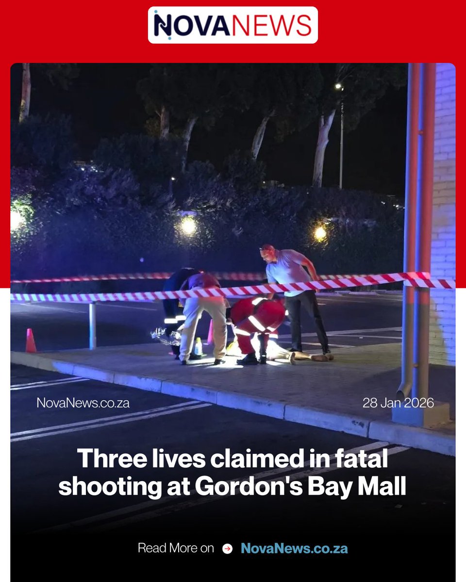 Three men gunned down at Gordon’s Bay Mall on Tuesday evening. Western Cape police believe the incident is linked to gang-related violence as investigations continue.
 
Follow us &amp; read more at: ow.ly/akQ750Y4HbI
 
#NovaNews #GordonsBay #WesternCape #CrimeNews
