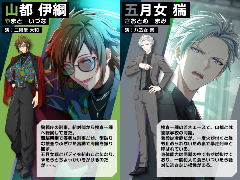 【ゲーム情報】
1/31~2/7にて、ポイントライブイベント『BUDDY NIGHT NARRATIVE【BUDDY.1 BEAST COP！】』開催決定！
ドラマ『 BEAST COP！』にて、大和くんと楽くんが演じる役の人物紹介をお届けします！
ストーリーとあわせてお楽しみください！
#アイナナ #バディナナ