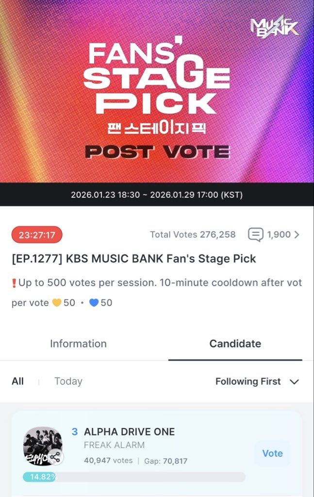 pchyprtl's tweet image. ALLYZ, please vote and always double-check the CATEGORY: MUNIVERSE (Stage M Pick), HIGHER (Hot Stage), and FANCAST (Fan’s Stage Pick). All of these will end tomorrow.
#ALPHADRIVEONE #ALPHADRIVEONE_EUPHORIA #ALD1