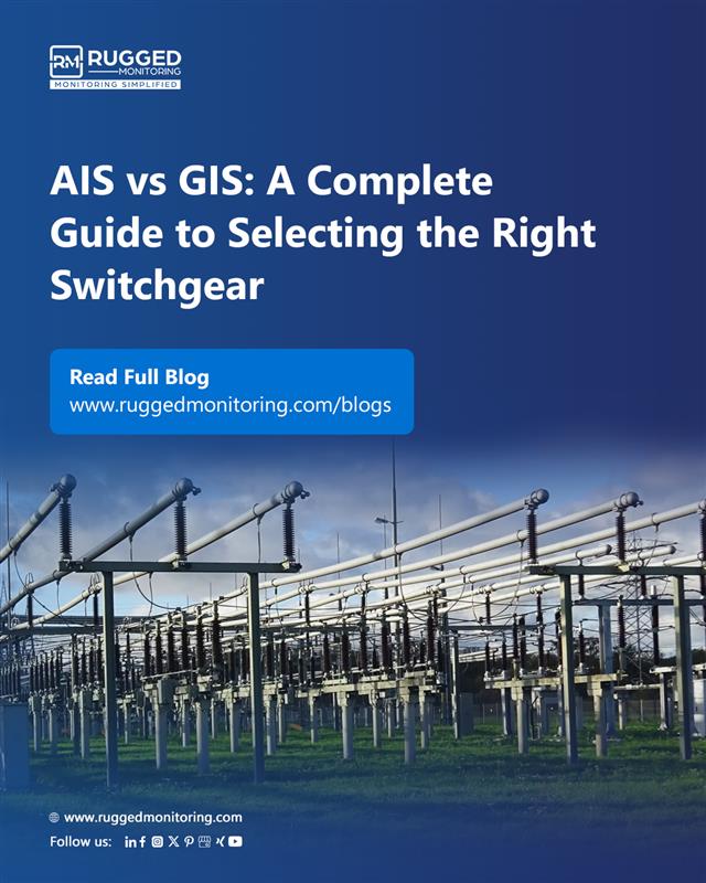 ruggedmon's tweet image. AIS vs GIS: choosing the right switchgear matters as power networks evolve and space tightens.
Our latest blog compares footprint, reliability, safety, and SF6 impact and why condition monitoring is critical for both.
ruggedmonitoring.com/air-insulated-…
#AIS #GIS #Switchgear