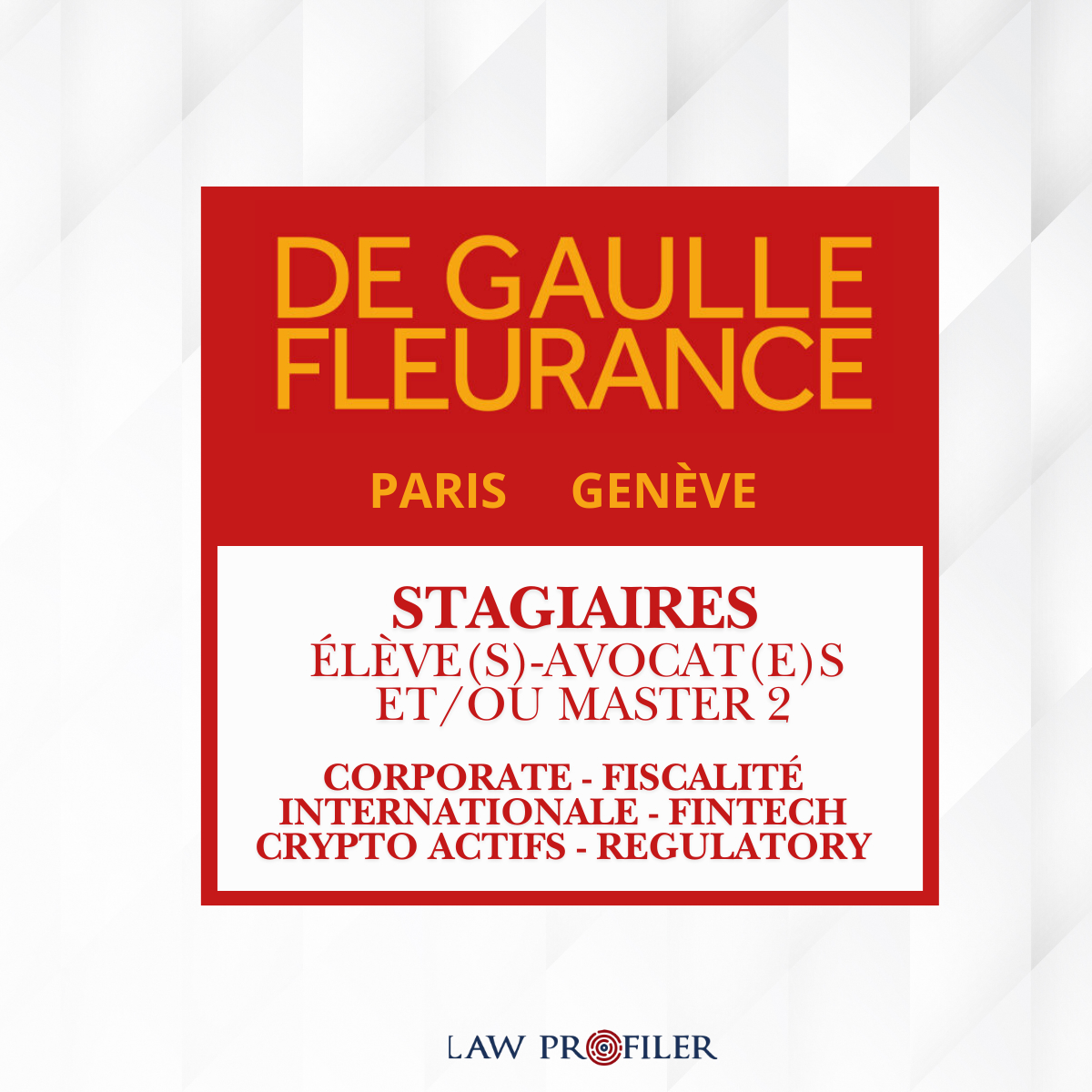 DE GAULLE FLEURANCE - 📍Paris - 📍Genève STAGES Élève(s)-avocat(e)s et/ou  Master 2 (double cursus apprécié : sciences po - LLM - école de  commerce...). --- 📍Paris STAGES FINTECH/CRYPTO-ACTIFS-REGULATORY 📆Juil.  26 https://t.co/MVjEWxA9uM 📆Janv.