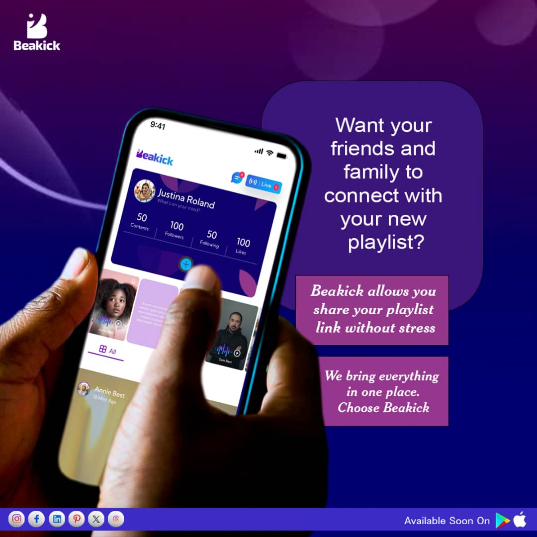 officialbeakick's tweet photo. Music is better when shared 🎶
Beakick lets you connect friends and family to your playlist — stress free.
📲 Available soon. Stay tuned.

#SaintLaurentxTEN
#MusicLovers #NowPlaying #PlaylistVibes  #MusicCommunity #TechStartup #AppLaunch #DigitalLifestyle https://t.co/2VWsbAE4B2