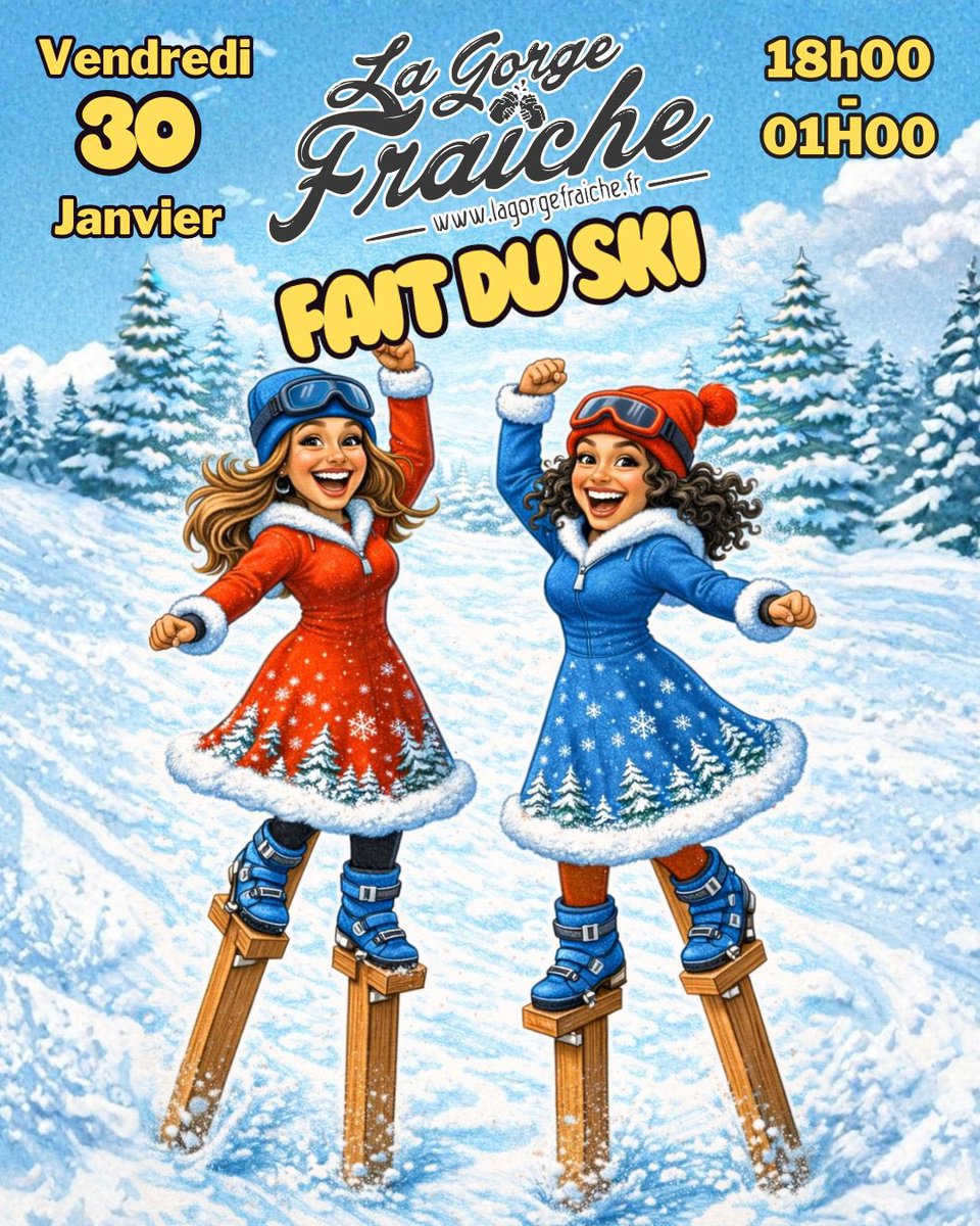 🎿⚠️ ALERTE ANIMATION —  👉 Deux danseuses débarquent sur échasses, prêtes à faire monter la température malgré le grand froid 🥶🔥
📍 La Gorge Fraîche  📆 Vendredi 30 janvier 🕕 À partir de 18h
⚠️  IMPORTANT — Réservation conseillée pour la tartiflette 🧀🥔 📞 04 67 37 06 97