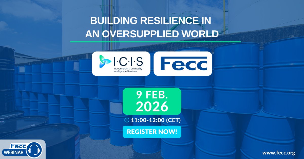 FeccEurope's tweet photo. ⏳ COMING SOON!
💻 Fecc/ICIS webinar: Building Resilience in an Oversupplied World
🤝 Co-organiser: ICIS
📅 09 Feb. 2026 | 11:00-12:00 CET

⚠ This event is free and open to everyone.

📲 More info and registration here: https://t.co/B1p4YLwa4n https://t.co/bwTJMhh8jd