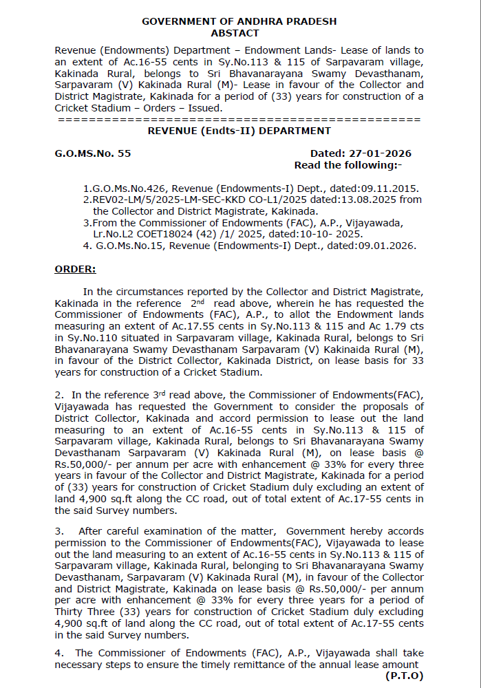 AP_CRDANews's tweet photo. 🏏Cricket Stadium in #Kakinada

🔸16.55 Acres Endowments land in Kakinada Rural Mandal is leased @ 50,000/Year for the construction of a Cricket Stadium in #Kakinada

#AndhraPradesh #Kakinada https://t.co/zbseFzEdNU