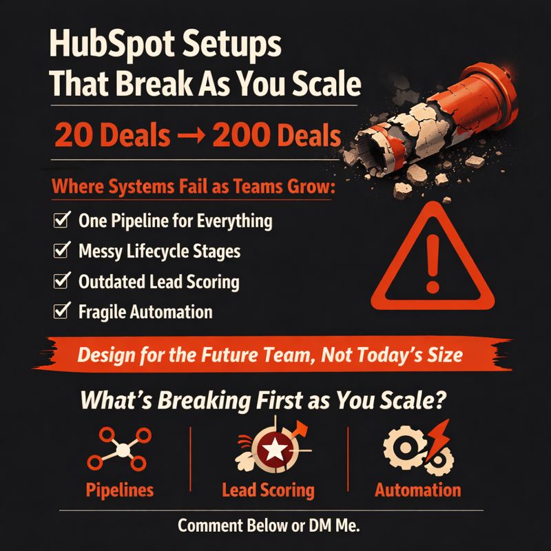 SyedGauharAbba3's tweet photo. HubSpot doesn’t break at scale. Weak structure does. Design pipelines, lifecycle, and automation for where you’re going, not where you are.
#HubSpotExpert #CRMScalability #RevOps #B2BLeadership #HubSpotConsultant https://t.co/HtV8bESeqF