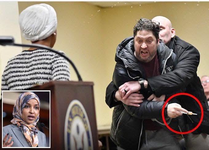 Shameful attack on Rep. Ilhan Omar at her Minneapolis town hall sprayed with an unknown substance while bravely calling to abolish ICE and hold officials accountable. She stayed strong and finished the event undeterred. Trump’s toxic rhetoric fuels this violence. We stand with