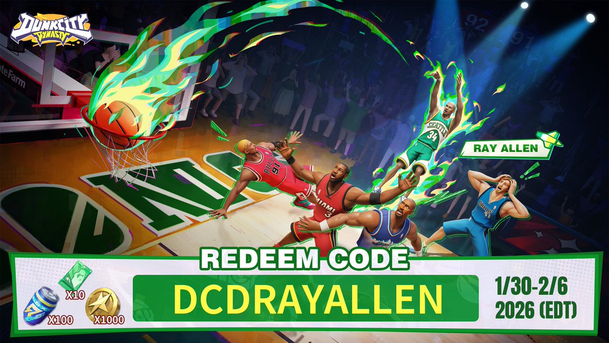 citydynastyglo's tweet photo. π CODE DROP | SEASON 5 ROUND 6
Code: DCDRAYALLEN π₯
Redeem now and claim your rewards.
#DunkCityDynasty #CodeDrop #BuiltForThatShot #Season5 https://t.co/QmPMr2TMjE