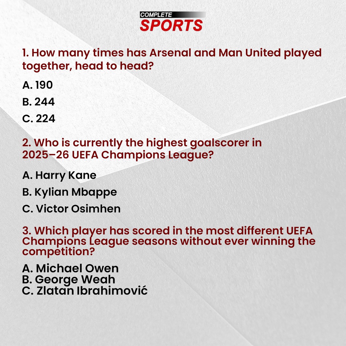GIVEAWAY! GIVEAWAY!! GIVEAWAY!!! 

The First 4 People That Can Give The Correct Answers For All The Questions Stand A Chance To Win Amazing Prize From Us.  

I Will  Randomly Select Winners from the comments section and From All our social media platforms, pls do well To follow
