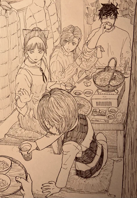 口の悪さは変わらないけどだいぶ丸くなった零と少女漫画にときめいてた心はどこかに置いてきた🐶な零まなと👹が鈍すぎて🐱と一生平行線かってキタネコのわちゃわちゃ4人組が描き隊 