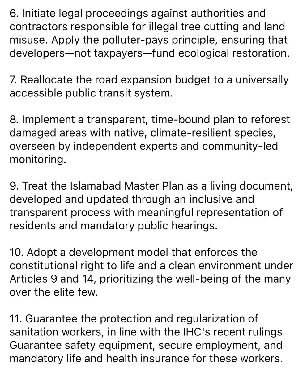 Today I was part of a concerned citizens’ delegation that went to the CDA to submit our collective demands against demolitions, environmental destruction, and exclusionary development in #Islamabad.
We submitted our letter to the Chairman’s office, met Member Planning &amp;