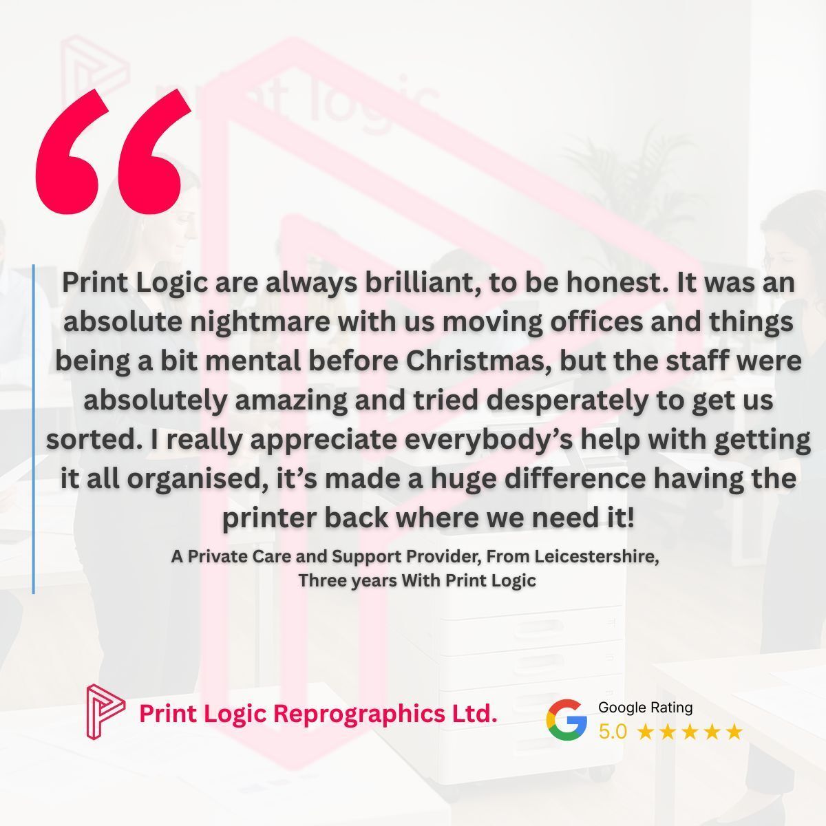 Moving offices before Christmas? That’s "mental" 🤯.

We turned a nightmare move into a "brilliant" result by getting the printer right back where it's needed. When things get hectic, we show up. 💪

#PrintLogic #OfficeMove #ProblemSolved #CustomerService
