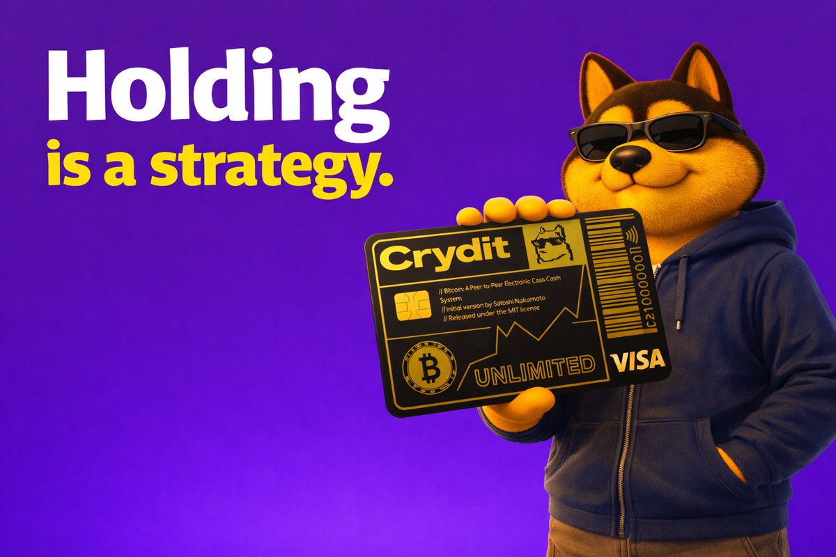 Holding is a strategy. Market is still volatile. Diamond hands are made for  moments like this. Especially when your diamond hand also holds a Crydit  #Visa Card — spend your crypto with