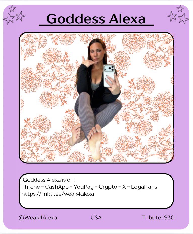 Life_findom's tweet photo. Goddess Alexa - @Weak4Alexa - Trading Card!

Limited Edition - 1/1!

 https://t.co/mPOEfq0MJh https://t.co/tj3dArT6tr