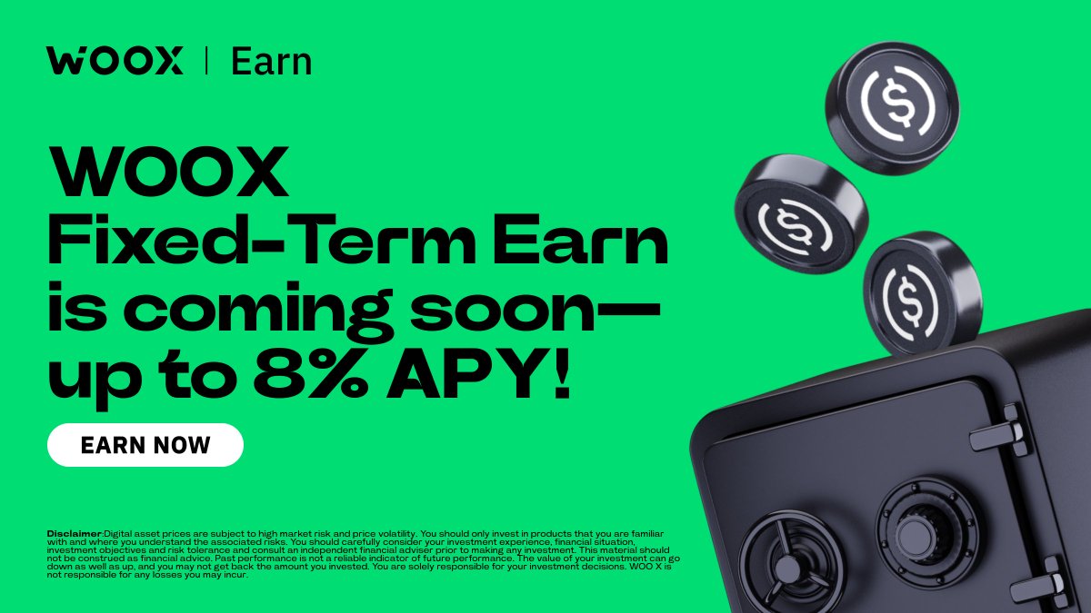_WOO_X's tweet photo. Don’t miss out!WOO X USDT Earn is about to begin!

Choose your term, lock your USDT, and earn stable yields with #WOOX!

⌛️Coming soon!👉 https://t.co/Ww4g4K7c6v https://t.co/3mPuf9yvQ7