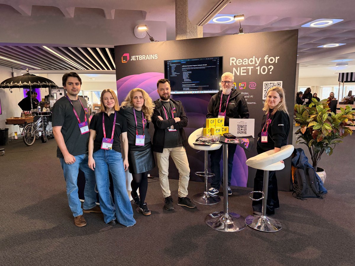 Our team has arrived to #NDCLondon 2026!

Come say hi, pick up some swag, and talk to us about <a href="/JetBrainsRider/">JetBrains Rider</a> , <a href="/resharper/">JetBrains ReSharper</a> , and beyond.

📍 Cambridge Hall, booth #16