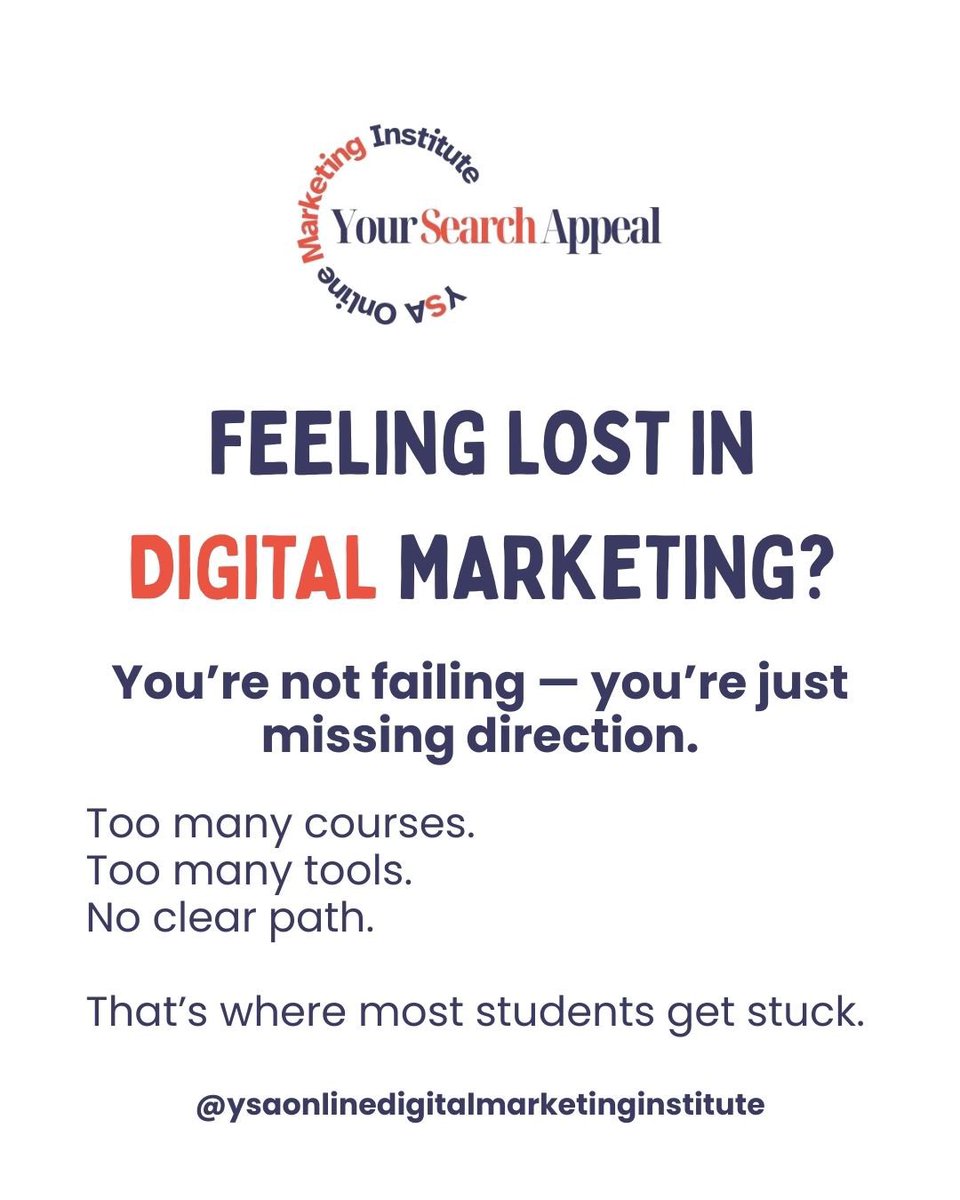YsaInstitute's tweet photo. Most people don’t fail at digital marketing.
They fail due to lack of guidance.

At Your Search Appeal (YSA), we help students build real-world skills through practical learning, niche clarity, and market-focused training.

📍 Online Digital Marketing Institute in Delhi https://t.co/ecIP4mFBiu