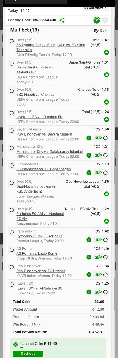 BW3656AA8B. 
Lets try i gave my best 👌 33odds
Betway code gang punters we on