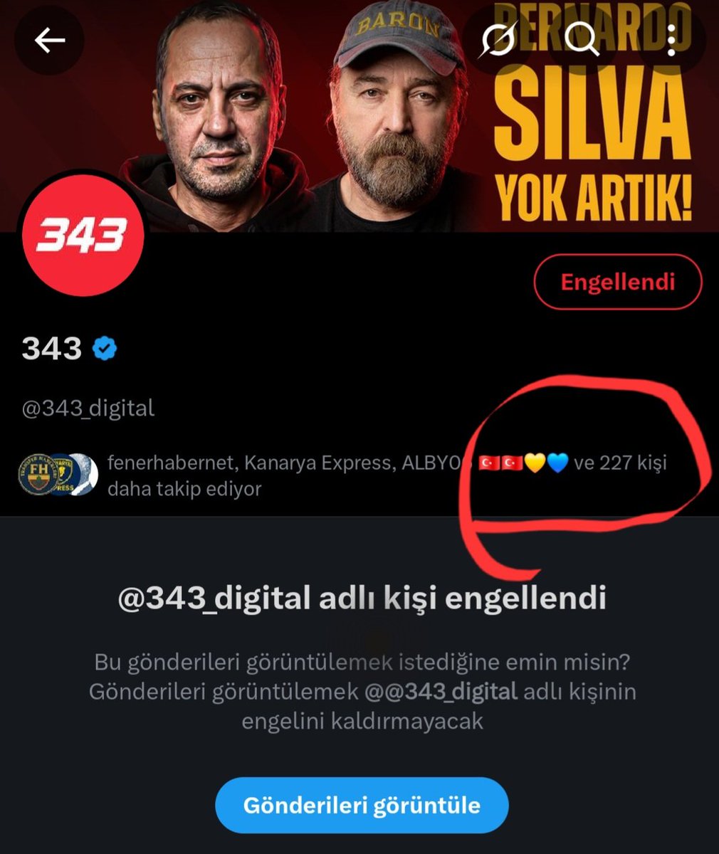 Ben Fenerbahçe'liyim diyen bunları takip etmez! 
Arkadaşlarım lütfen 343digital denen Fenerbahçe düşmanlarını takipten çıkar mısınız

#343DigitalBoykot