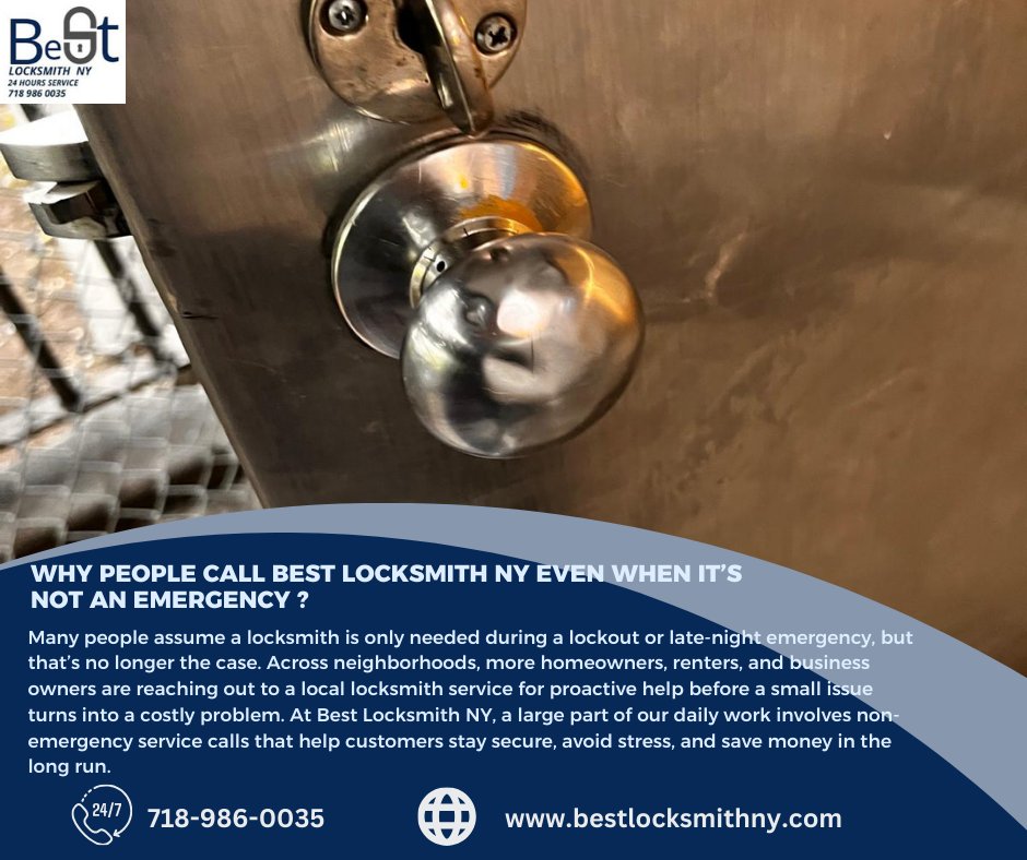 BestLocksmithNY's tweet photo. Not every locksmith call is an emergency.
Homeowners and businesses call Best Locksmith NY for adjustments, upgrades, and peace of mind before small issues become big problems. 📷
https://t.co/CTlp01xrd0
https://t.co/nk14HjCNMT
#BestLocksmithNY #LocalLocksmith #LocksmithServices https://t.co/u6cfgUObzf