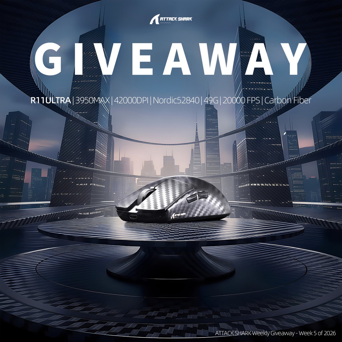 ATTACK SHARK Weekly Giveaway - Week 5 of 2026🎉
👉To enter: gleam.io/no16o/attack-s…
🎁Prize: ATTACK SHARK R11ULTRA MOUSE
📝Terms:
-The winner will be announced on Feb. 3.
👉Where to buy:
attackshark.com/products/attac…
👑Last winner:
Shellie C, #9692, Congratulations!