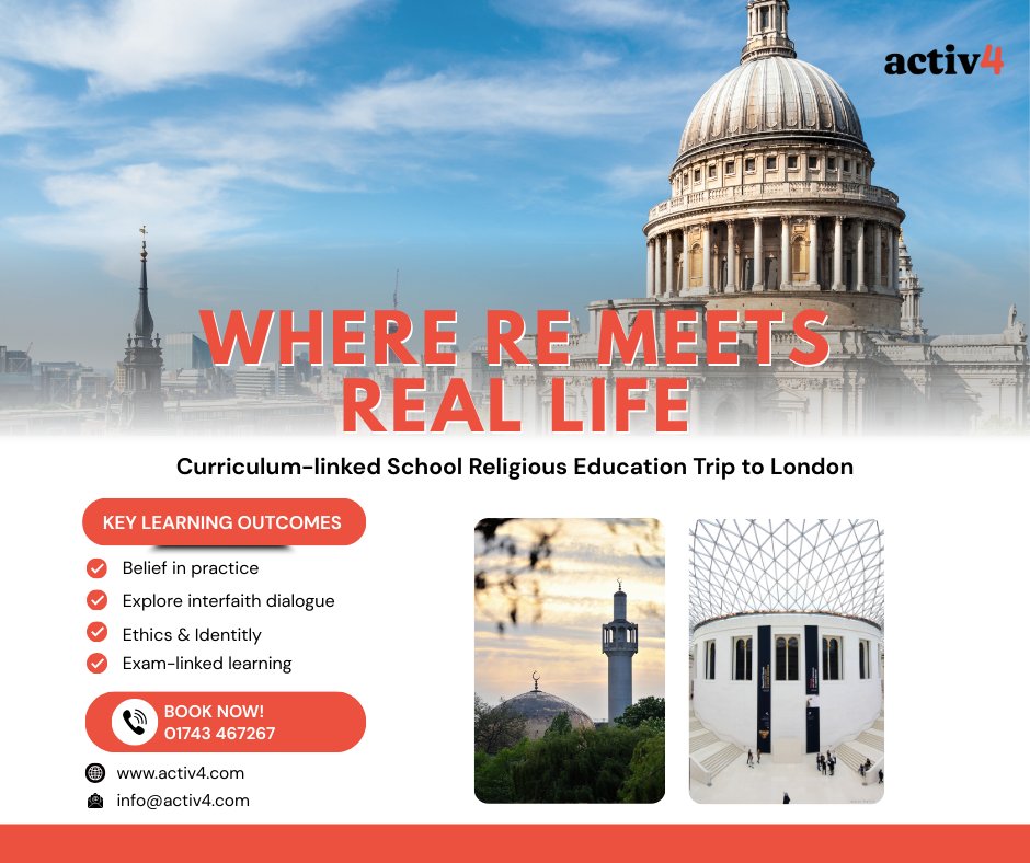 activ4's tweet photo. From mosques and synagogues to mandirs and cathedrals London is a living classroom for Religious Education.

Discover our curriculum-linked RE trips designed for GCSE &amp; A-Level. 
👉https://t.co/zMIbcvSjya

#RE #EducationBeyondTheClassroom https://t.co/VpYcidPAVZ