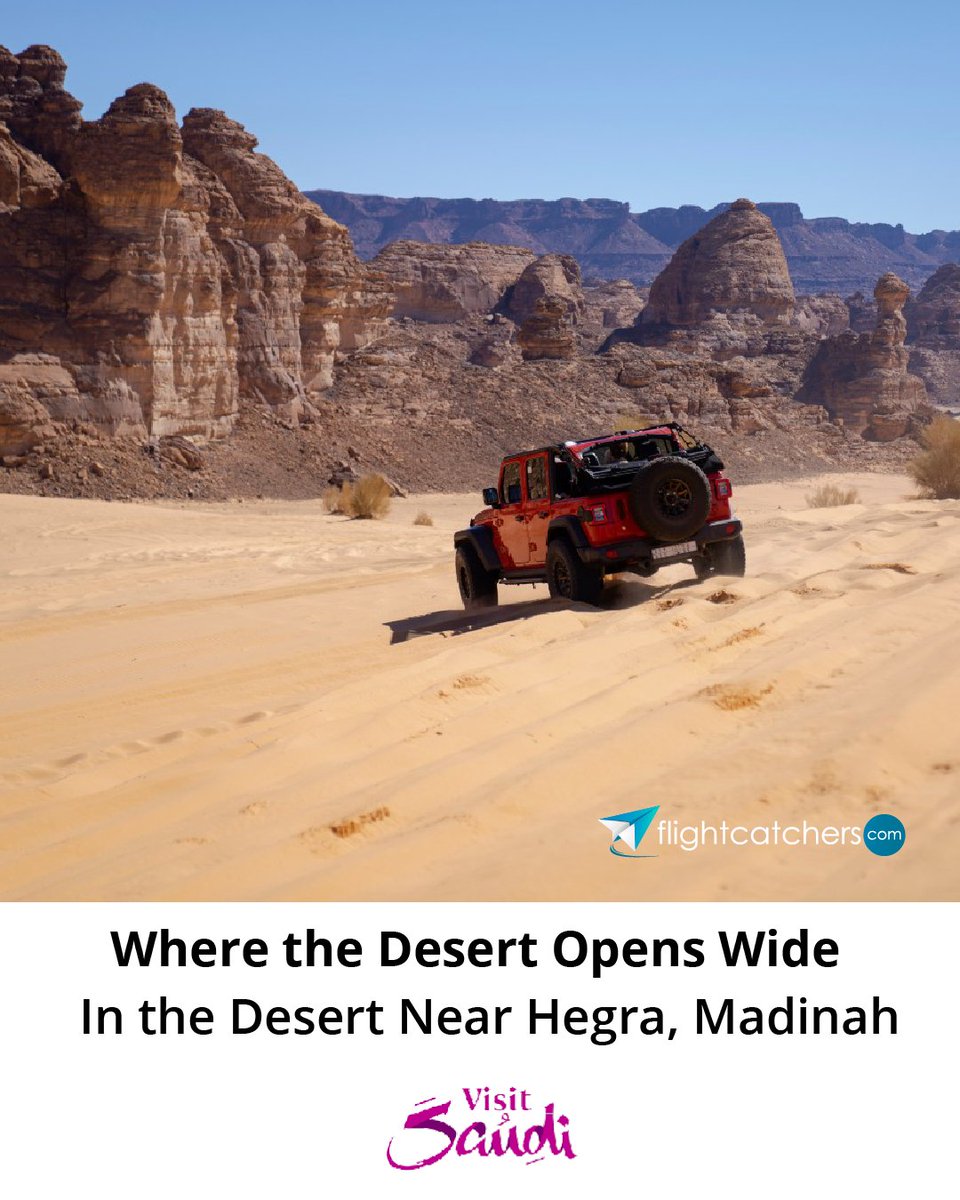 Where the desert meets adventure.
 Explore Hegra and the endless desert views near Madinah.
Your journey into the heart of Arabia begins here.

📞 0207 183 1816.