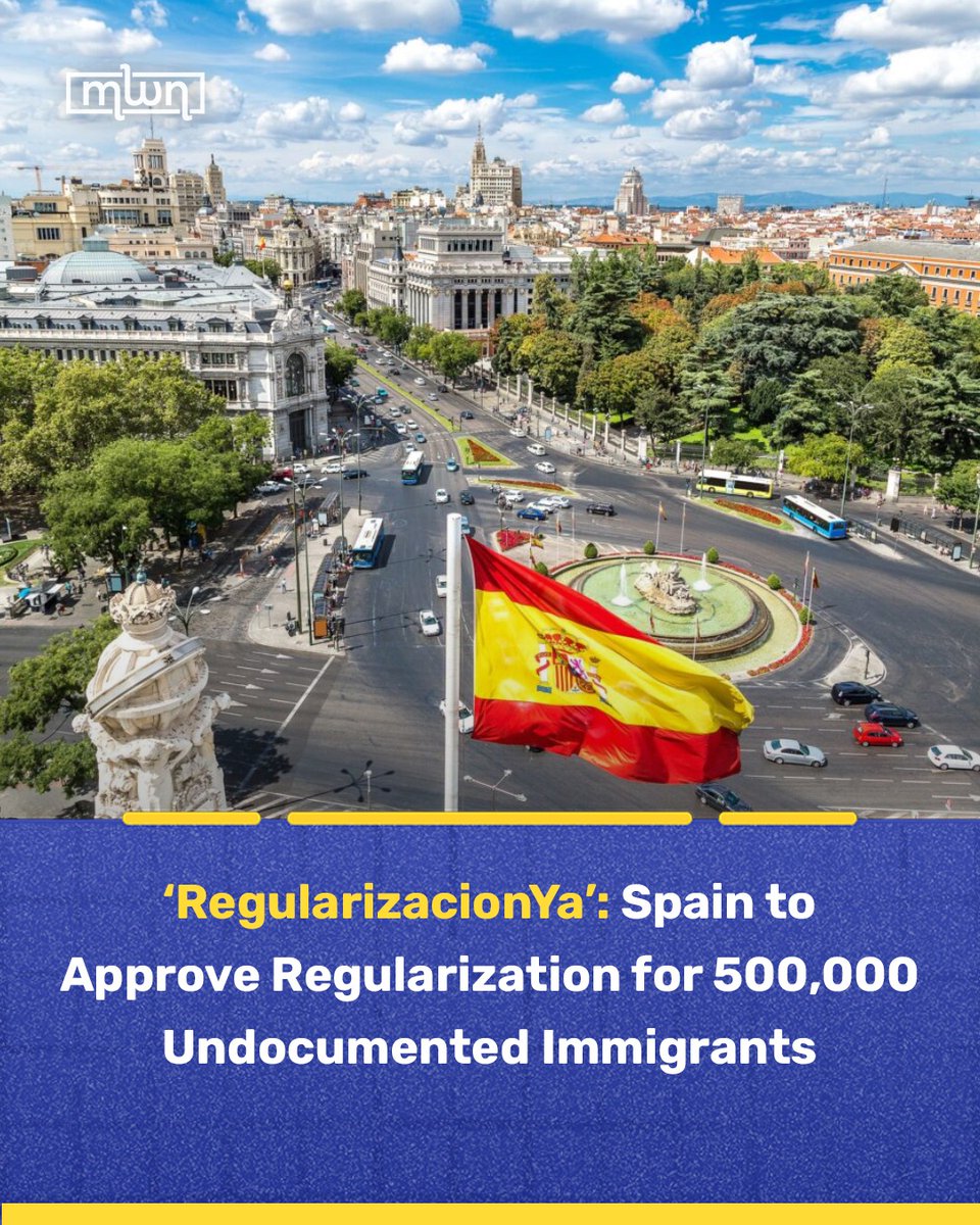 MoroccoWNews's tweet image. Spain’s government will #regularize around 500000 #undocumentedimmigrants under a new royal decree, granting them legal status and work permits if they lived there before Dec 31, 2025. 

Read more: bit.ly/4ao6Ad5