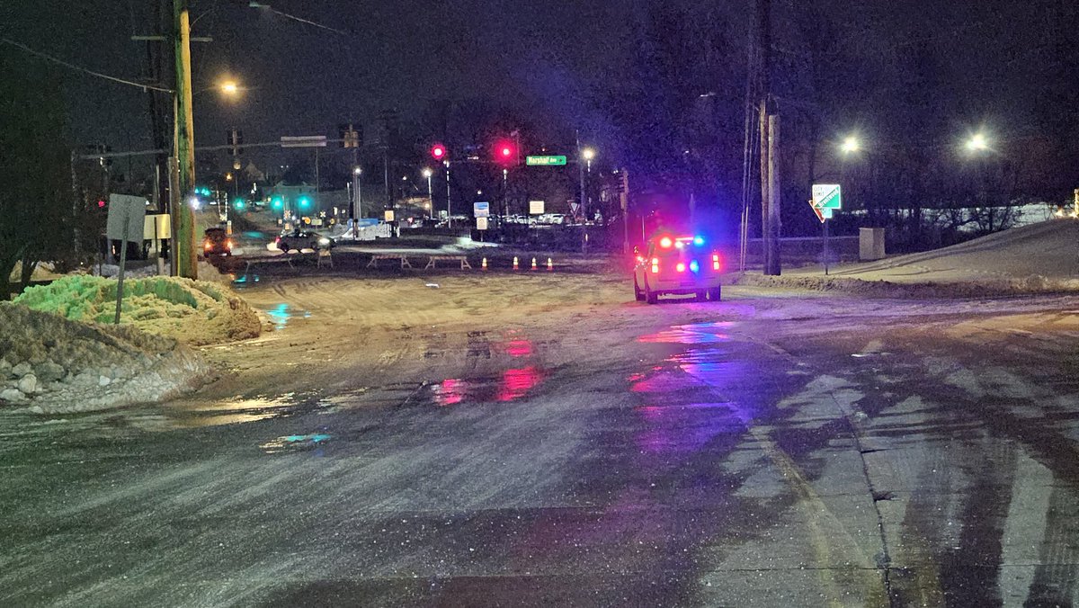 Brentwood Blvd. is closed at Marshall Rd. due to ice forming after a water main break. The water has been turned off and the area salted, but there is no word as to when the street will open.