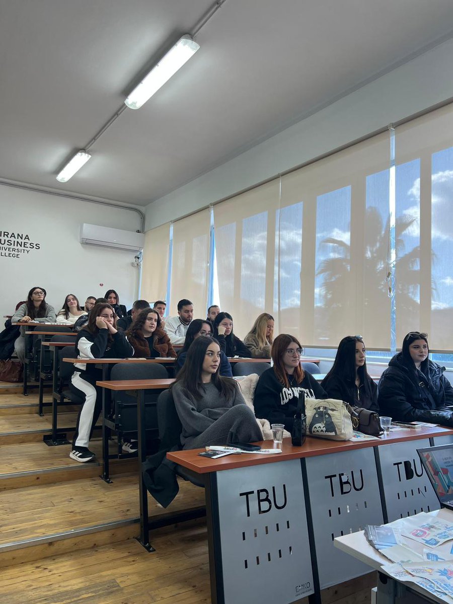 albania_unicef's tweet photo. Youth energy filled #TiranaBusinessUniversity as we promoted #UReport - the digital platform empowering young people to shape decision-making 💬✨ Endi Saliko shared his inspiring activism journey, joined by Erasmus+ students from France 🌍
Join U-Report: https://t.co/jWeLc55SrJ https://t.co/yLgNEy85jR