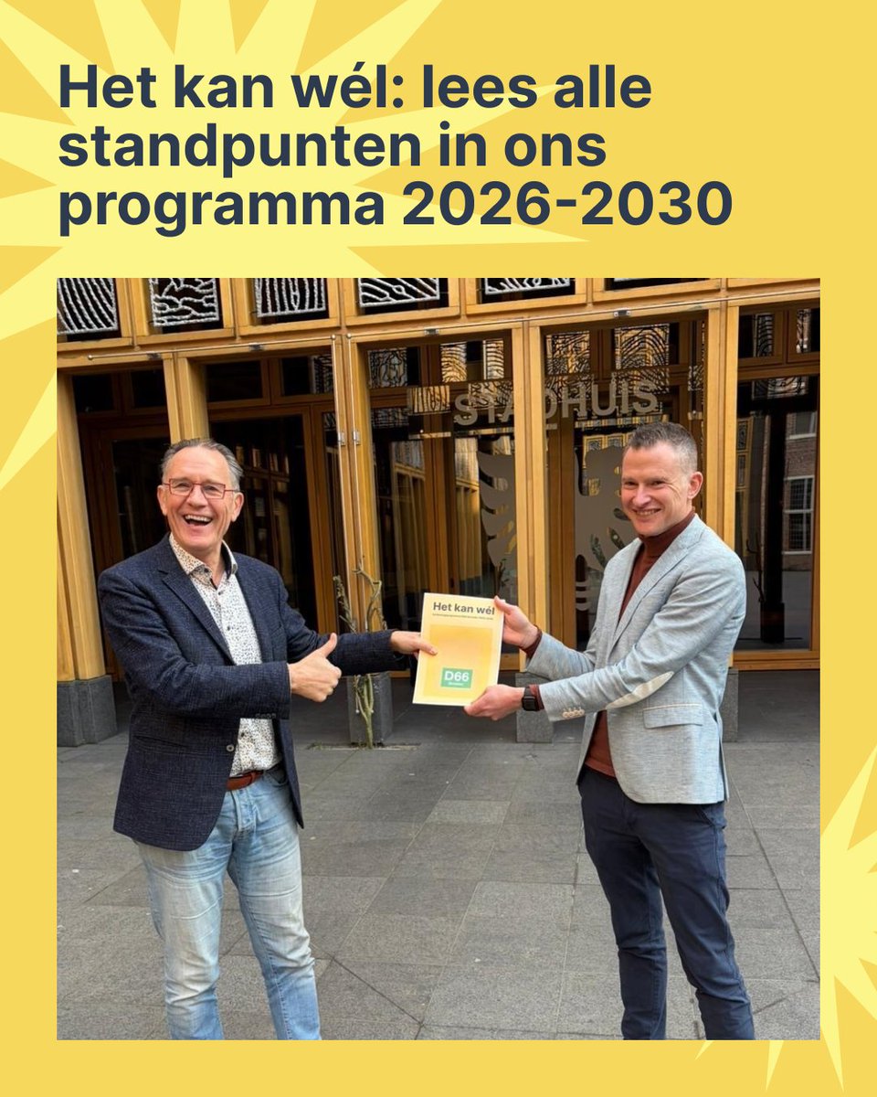 Afgelopen weekend heeft Rik het verkiezingsprogramma in ontvangst genomen van waarnemend voorzitter Jan Schuring. Ons verkiezingsprogramma is nu te lezen op d66.nl/deventer.