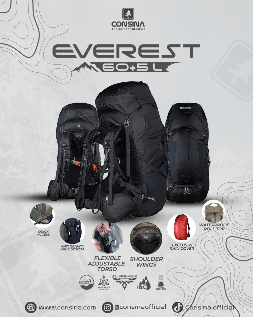 ConsinaOfficial's tweet image. Everest balik lagi dengan warna-warna baru yang ciamik, gagah, dan auto bikin semua mata nengok.

Kunjungi consina.com dan katalog @consina_adventure_catalog untuk berbagai produk-produk terbaik Consina lainnya.

#consina #consinaadventure #consinaindonesia #everest
