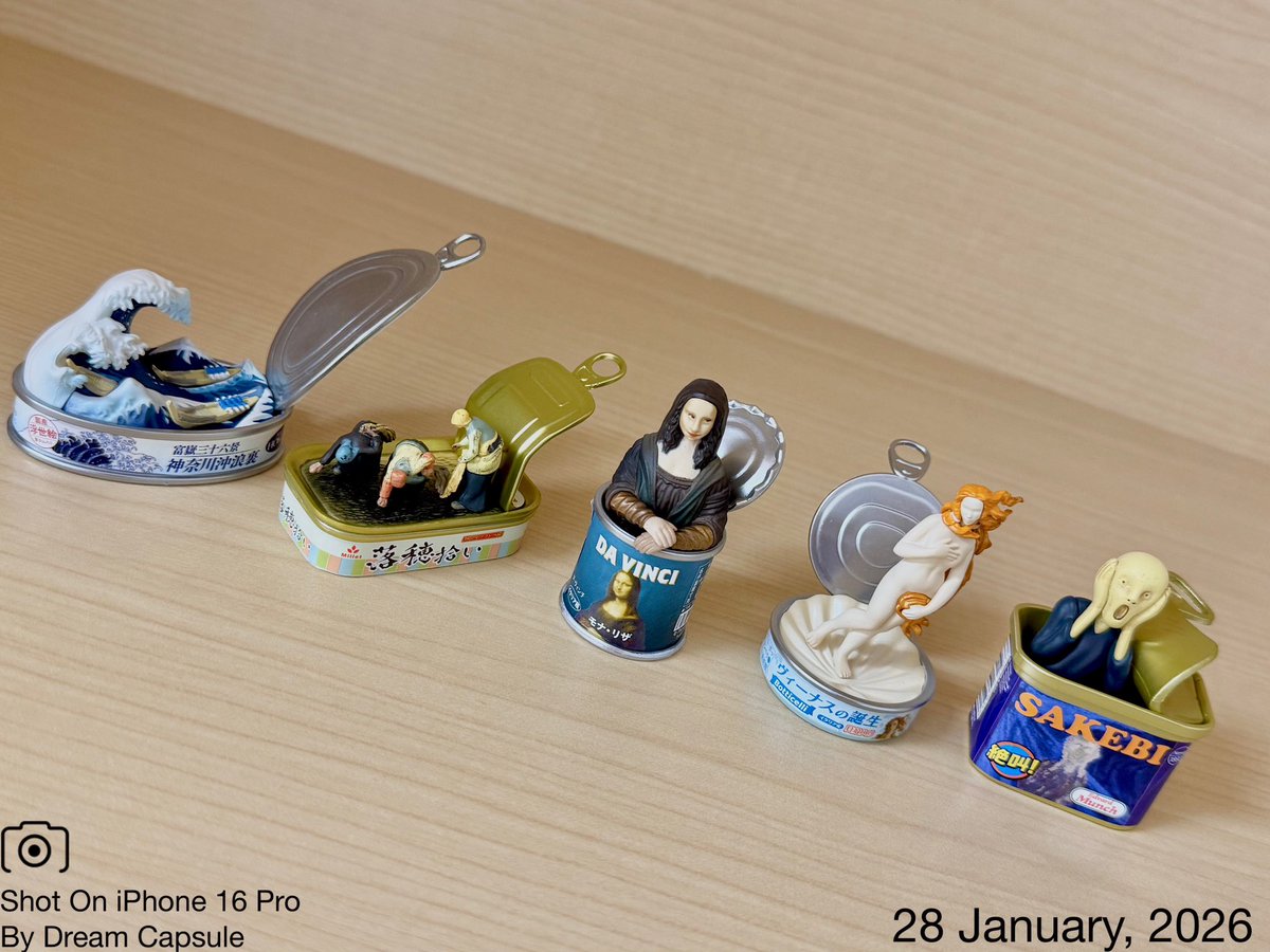 🌟新入荷ガチャ商品プレゼントCP🌟

手のひらに立体名画🖼️
「美術缶」

フォロー&amp;RP(RT)していただいた方の中から抽選で2名様に全5種セットをプレゼント🎁
ドリカプへの入荷日とキャンペーン詳細は↓

#ドリームカプセル #ガチャ専門店