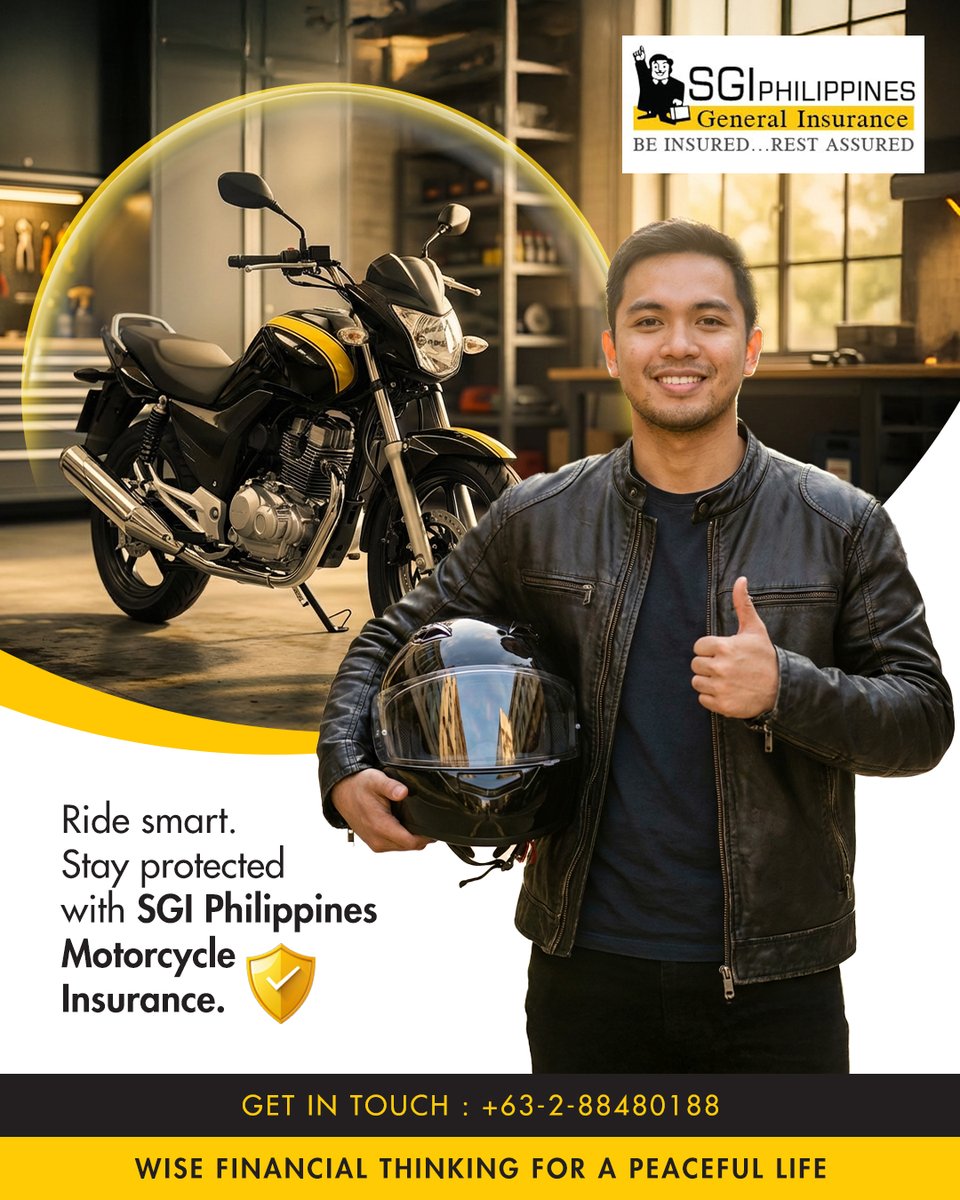 sgiphilippines's tweet image. Ride smart. Stay protected with SGI Philippines Motorcycle Insurance.
Protection that rides with you.

#SGIPhilippines #SGIPhils #MotorcycleInsurance #InsuranceMatters #TwoWheelerCover #RideWithConfidence