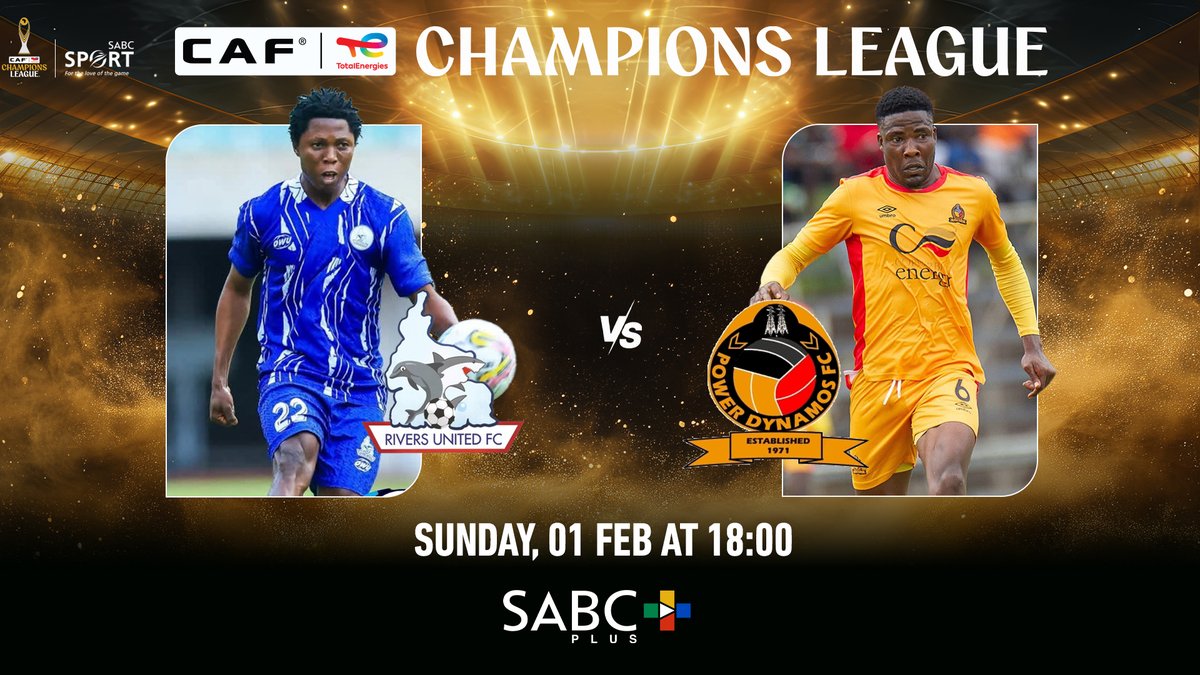 SABC_Sport's tweet photo. #TotalEnergiesCAFCL | MATCH ALERT π₯β½
Rivers United π Power Dynamos
ποΈ Sun, 01 Feb
β° 18:00
πΊ Live on SABC Sport
π» Stream on https://t.co/26PdrPrnVE
#SABCSport #RiversUnited #PowerDynamos https://t.co/aORvSRPzB2