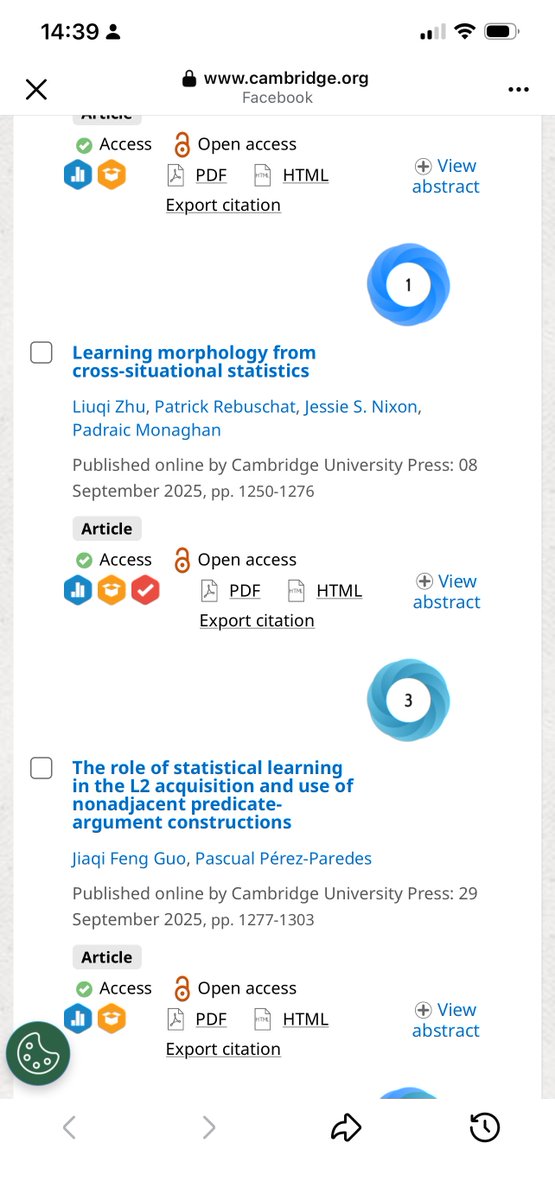 perezparedes's tweet photo. Excited that this #research #corpuslinguistics #learnerlanguage #languagedevelopment led by Dr Jiaqi Guo @jiaqiguochina is among the top ten most read papers in @CambridgeUP Studies in SLA journal based on the number of full text views and downloads recorded on Cambridge Core over the last 90 days. Check out & download the paper below:
https://t.co/yUIhoa4Aig
Guo, J. F., & Pérez-Paredes, P. (2025). The role of statistical learning in the L2 acquisition and use of nonadjacent predicate-argument constructions. Studies in Second Language Acquisition, 47(5), 1277–1303. doi:10.1017/S0272263125101307