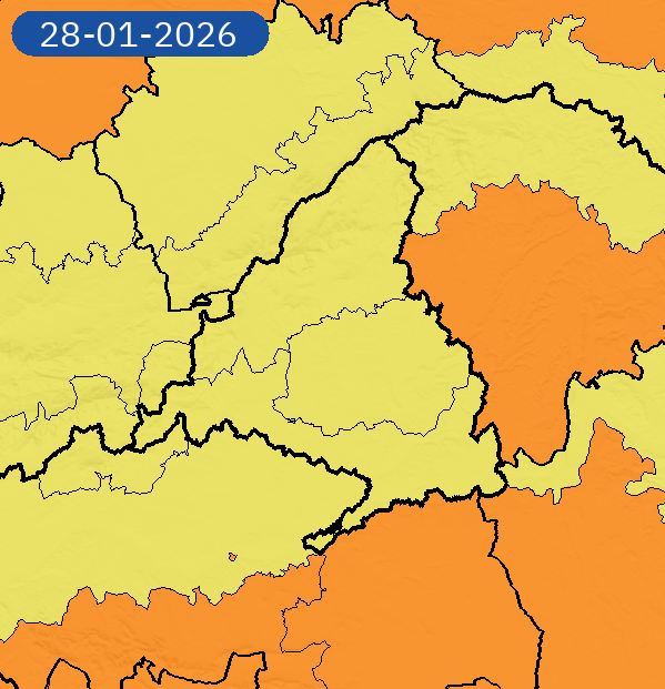 AEMET_Madrid's tweet photo. 28/01 10:42 AVISOS HOY Y MAÑANA | Comunidad de Madrid: lluvias, nevadas y vientos. Nivel máximo de aviso: amarillo.
Actualizaciones en https://t.co/wtnxfrPjIy https://t.co/SFR7jJurYm