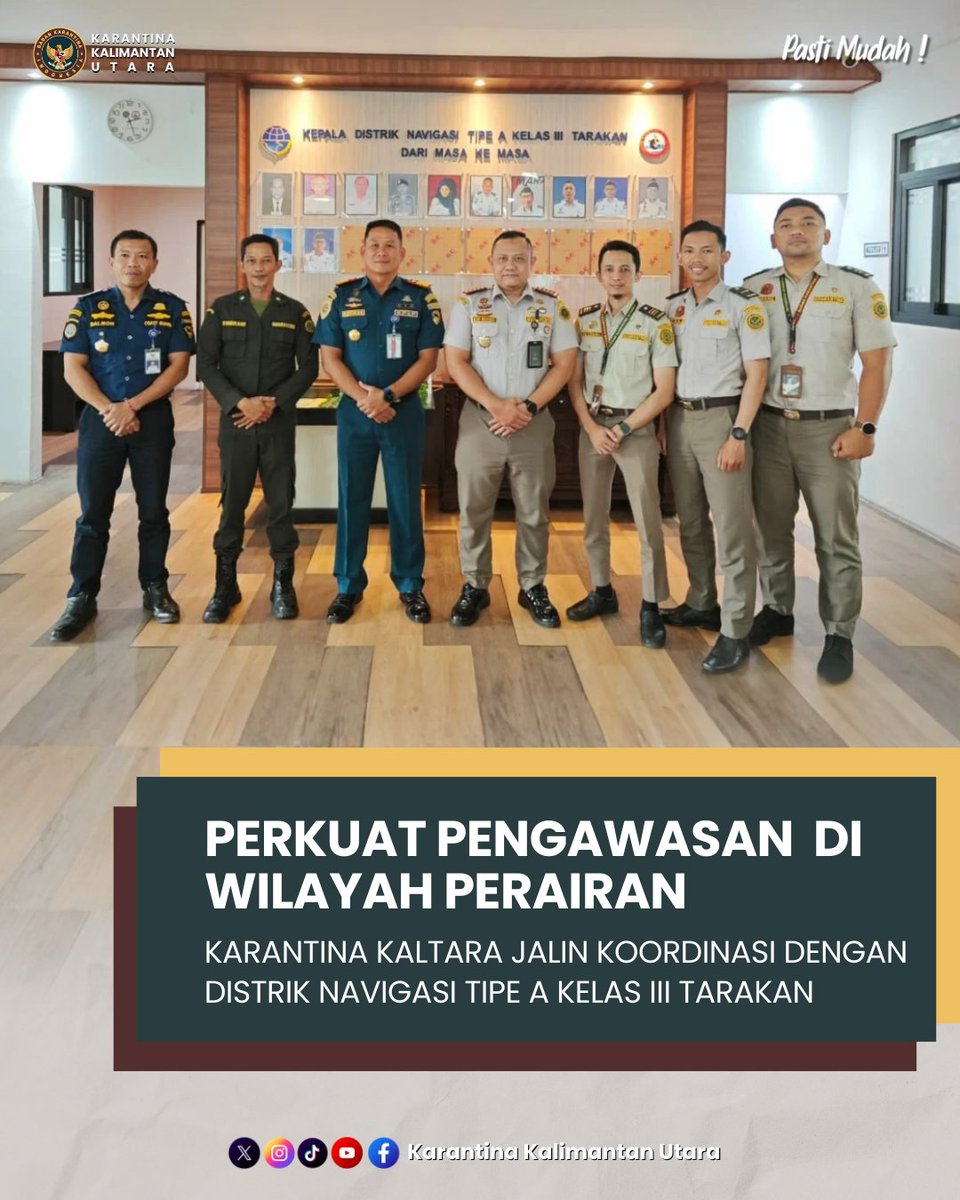 Barantin melalui Karantina Kaltara melaksanakan koordinasi ke Distrik Navigasi Tipe A Kelas III Tarakan sebagai upaya memperkuat pelaksanaan pengawasan karantina di wilayah perairan Kalimantan Utara
Selengkapnya karantinaindonesia.go.id/detailbrtupt/k…

#KarantinaIndonesia
#SinergiLintasInstansi