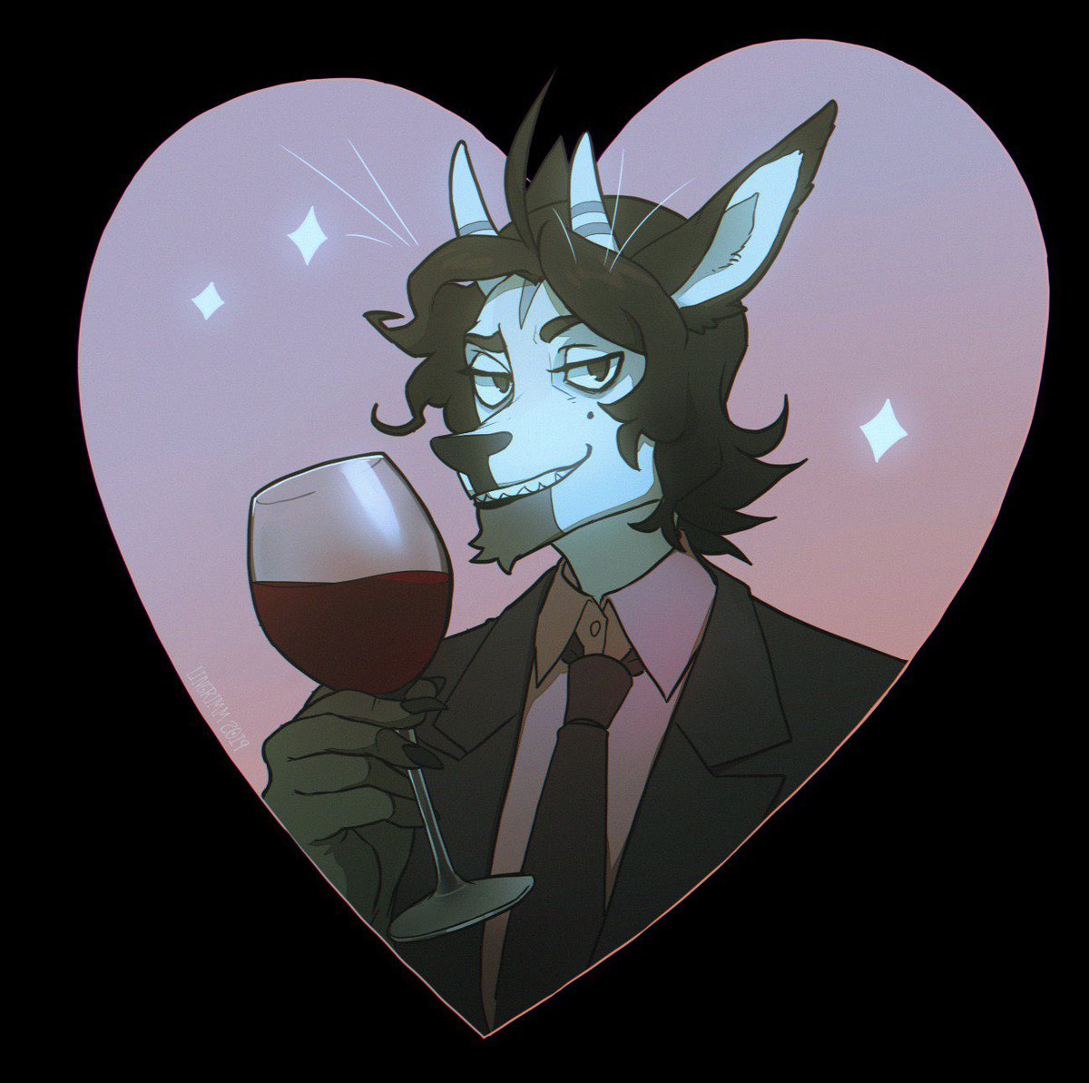 “Would you like to go to… dinner perhaps?”

He asked the reader, offering some wine with a smirk on his face.