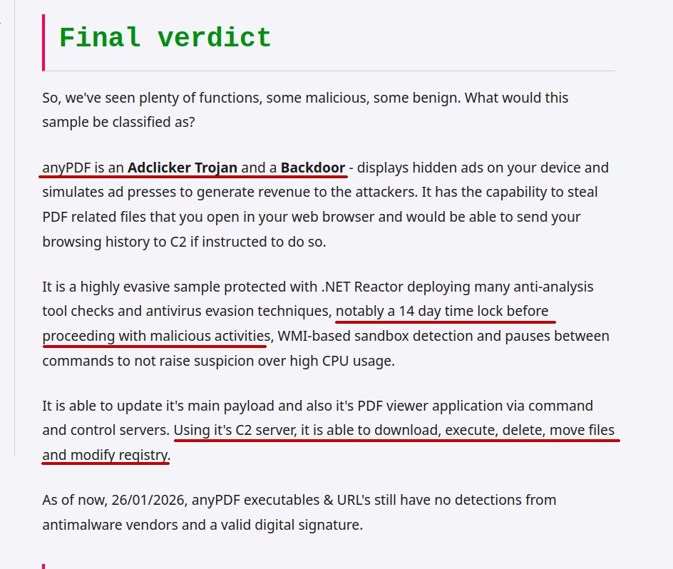 Thorough analysis of AnyPDF malware by <a href="/rifteyy/">rifteyy</a> 

The code-signing certificate has been reported for revocation; was signed by "Lupus Tech Limited" and added to TheCertGraveyard.