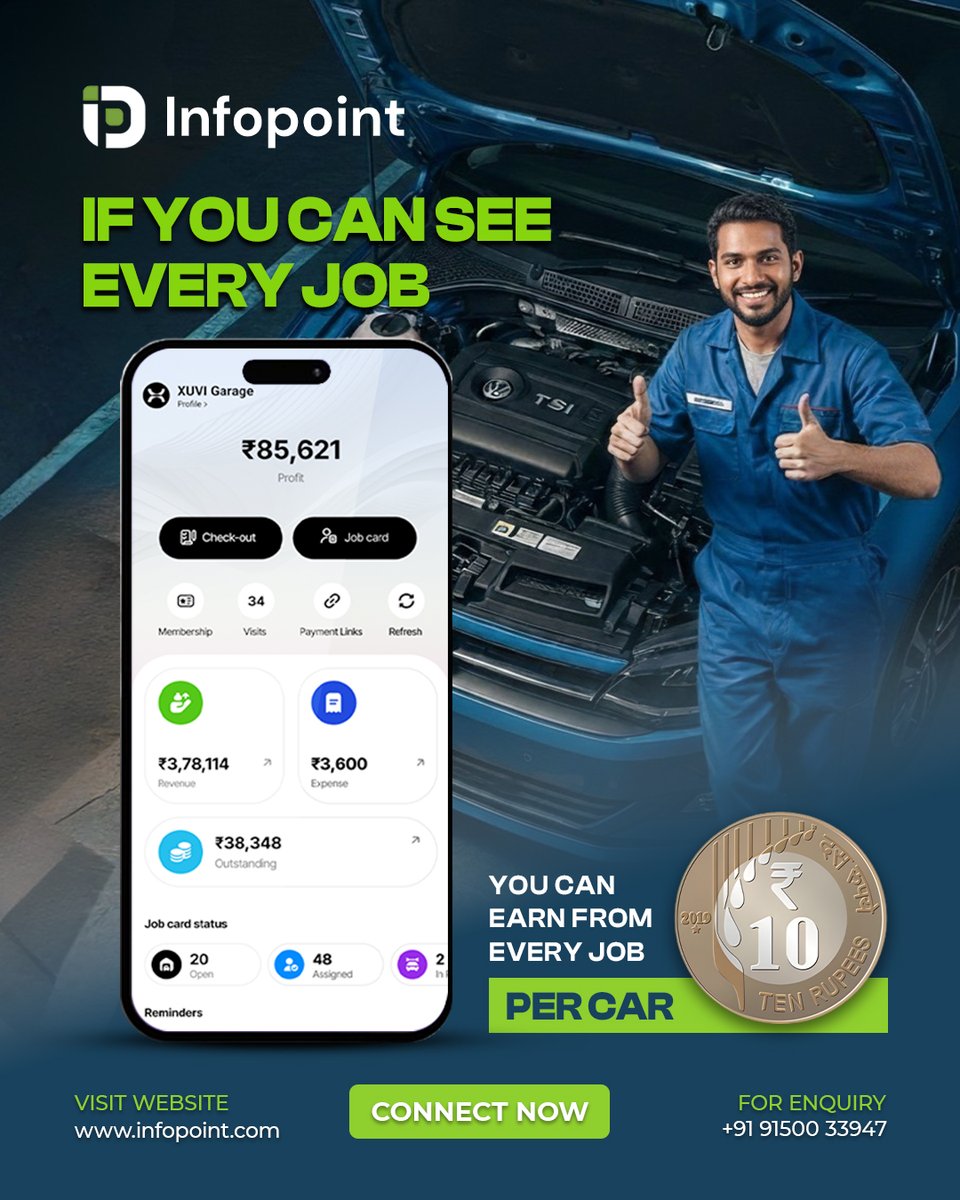 infopointxuvi25's tweet image. Stop juggling paper job cards and missed appointments.

One smart system handles bookings, billing, reminders &amp;amp; more so you focus on the work that matters. 📲

Check it out ➡️ infopoint.com

#Infopoint #DigitalGarage #GarageManagement #SmartDecision #YearEndUpgrade