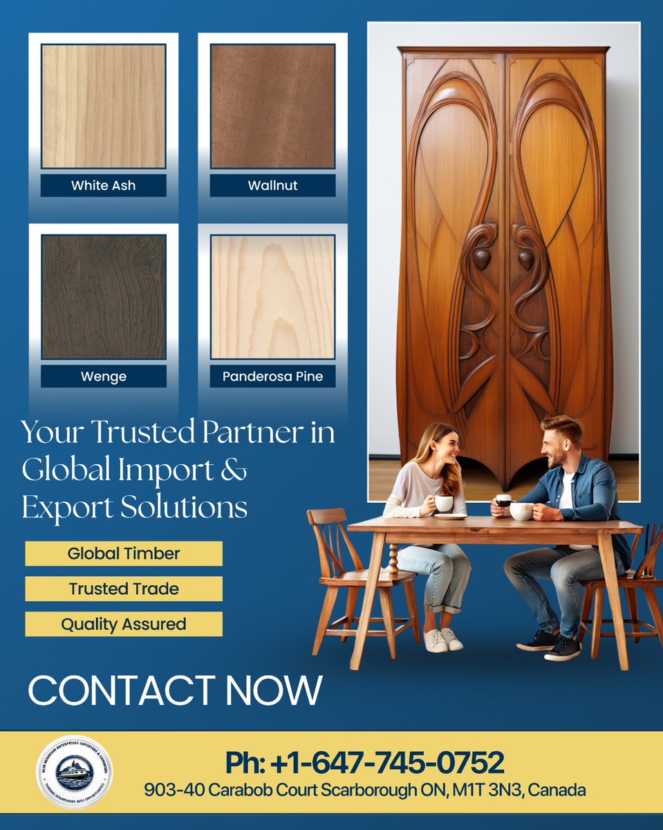 BlueMtnsEnt's tweet image. 🌍 Your Trusted Partner in Global Import &amp;amp; Export Solutions
Specializing in Global Timber Trade with assured quality and reliability.

✔ Trusted trade
✔ Quality assured

📞 Contact us today to grow together.
#GlobalTrade #ImportExport #TimberTrade #TrustedPartner