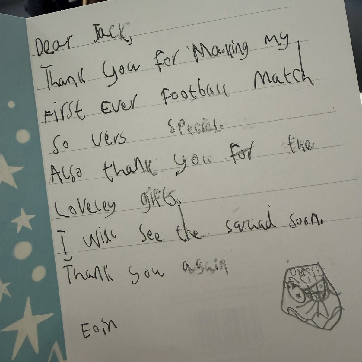 💙 What’s our ‘why’? This sums it up pretty perfectly.

Our Community Lead Jack Stanley received this card from young supporter Eoin today, and to be honest… it’s made our week!

#OCFC