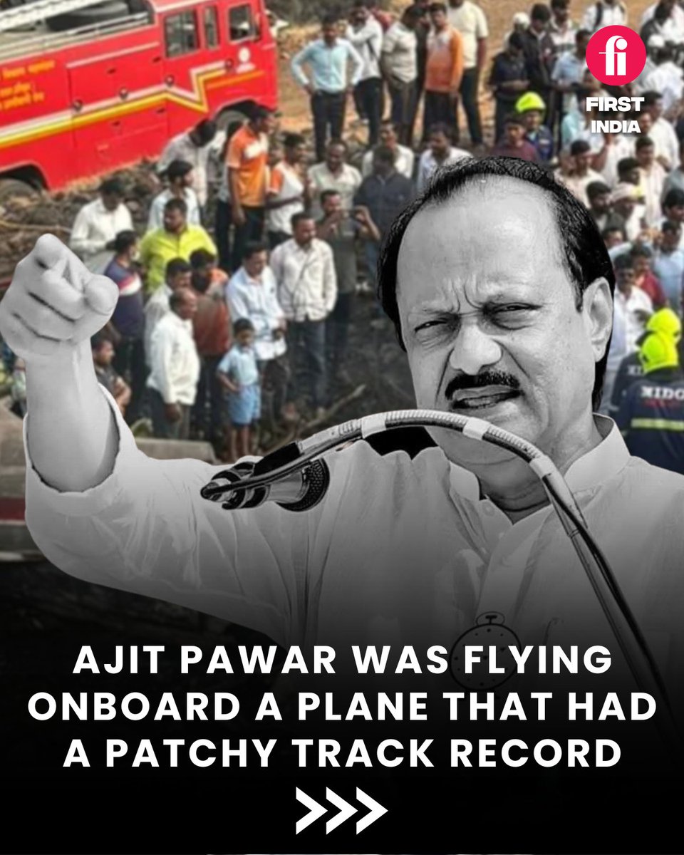 thefirstindia's tweet image. Ajit Pawar, who died in a plane crash on Wednesday, was flying onboard an civil aircraft that has had a patchy track record.

#AjitPawar #PlaneCrash #Learjet45 #Maharashtra #AviationNews #DGCA #Baramati #TragicNews #IndiaNews