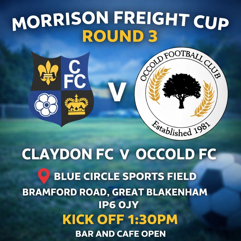 This week is round 3 of the morrison freight cup, where we host <a href="/FcOccold/">Occold FC</a>, both sides have met this season already in the junior cup which claydon eventually won on pens, this is going to be a good game to watch
