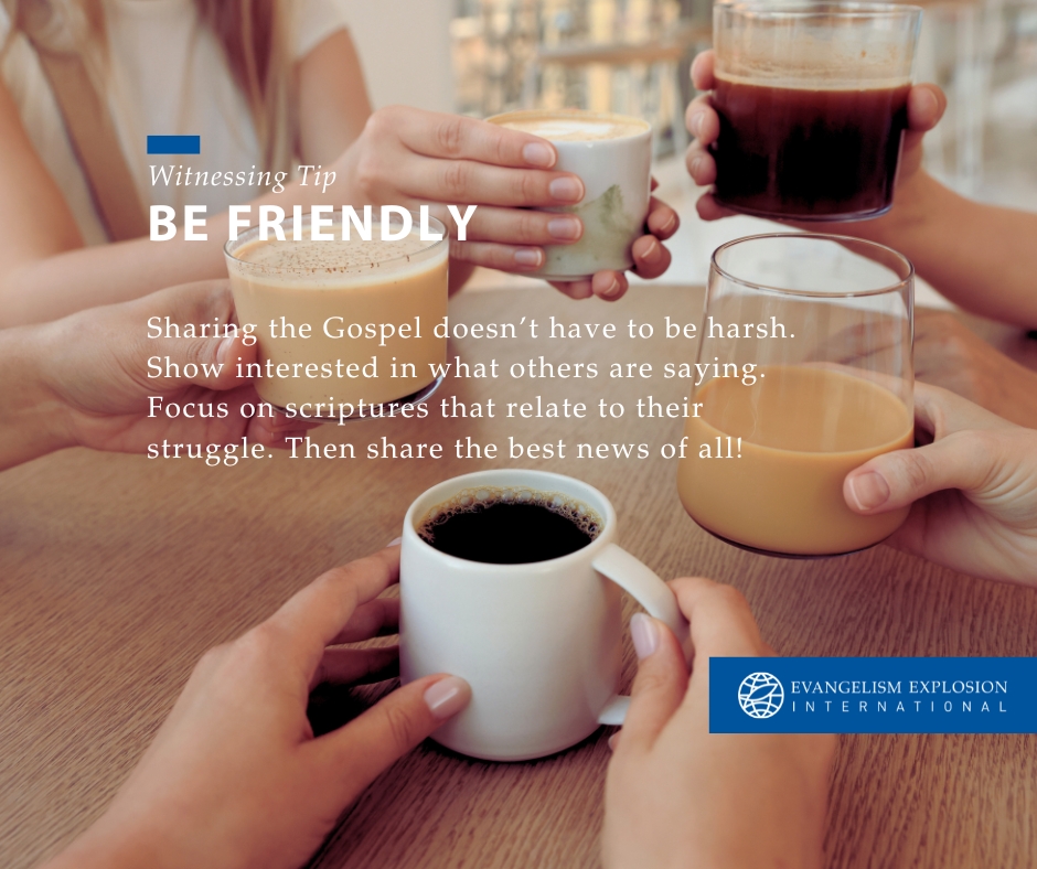 Witnessing Tip: Be friendly! A kind word speaks volumes.

#eeworks #evangelism #Gospel #witness #love #kindness #Jesus #Christ