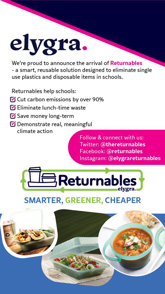 elygramarketing's tweet image. Introducing Returnables.
A smarter, more sustainable solution for schools.
Now available from Elygra, Returnables helps schools:
✔️ Cut carbon emissions by 90%+
✔️ Eliminate lunch-time waste
✔️ Replace single-use plastics

#Returnables #Schools #ElygraMarketing #ClimateAction